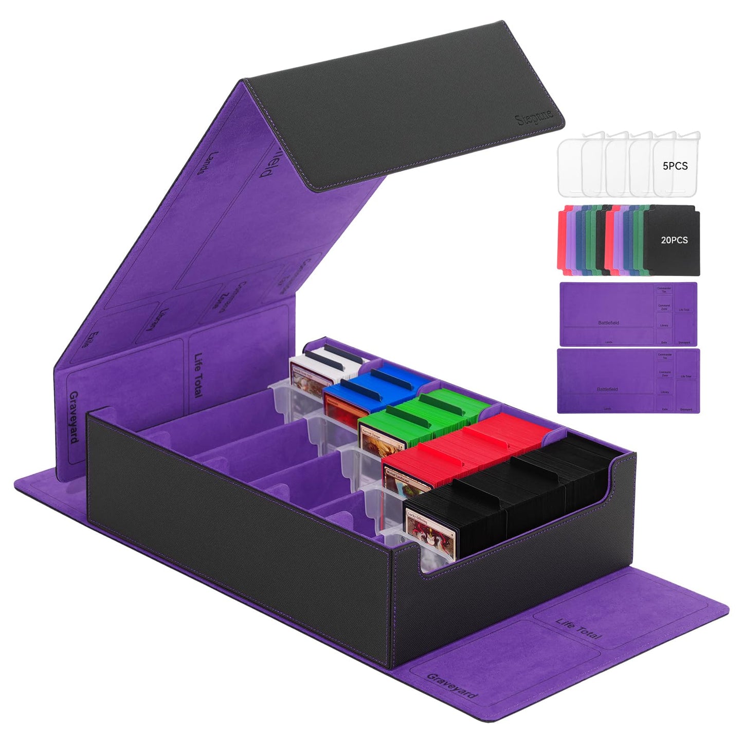 3800+ Capacity Card Storage Box. Includes 20 Dividers, 5 Supporters, Leather Magnetic Closure. Great for YuGiOh & MTG Cards. - Korvel