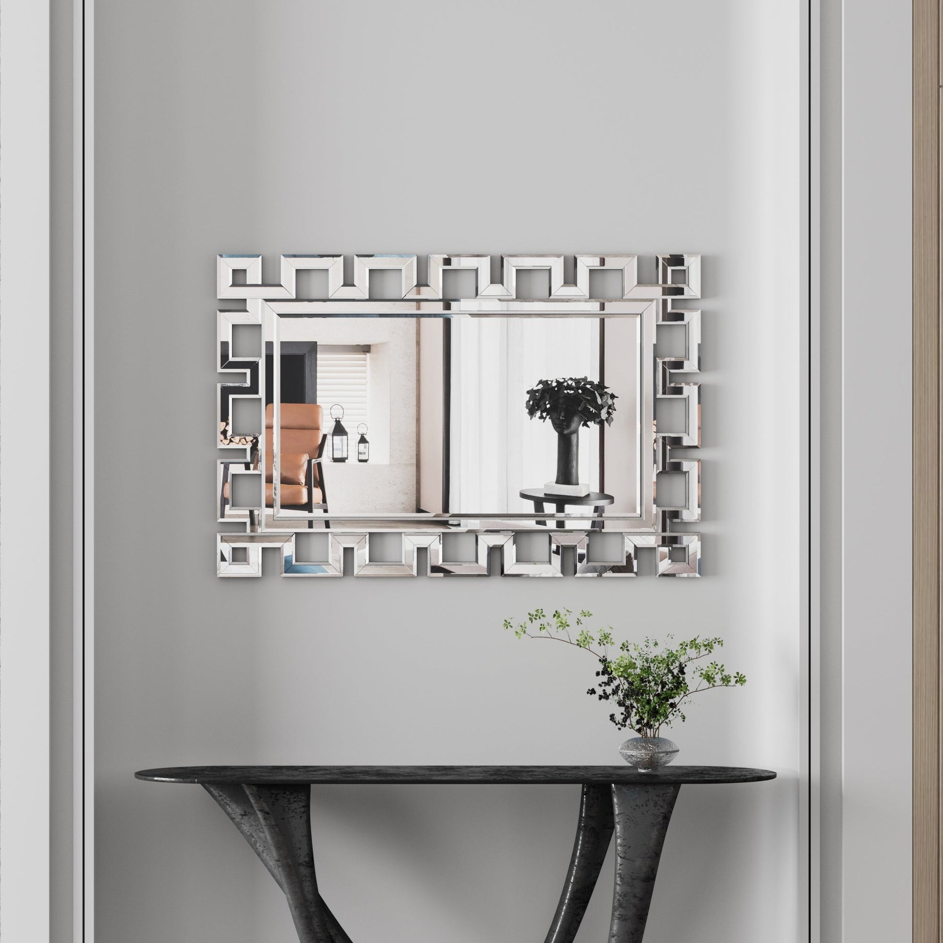 Large Wall-Mounted Silver Decorative Rectangular Wall Mirror for Home, Living Room, Bedroom, Entryway (clear HD mirror) - Korvel