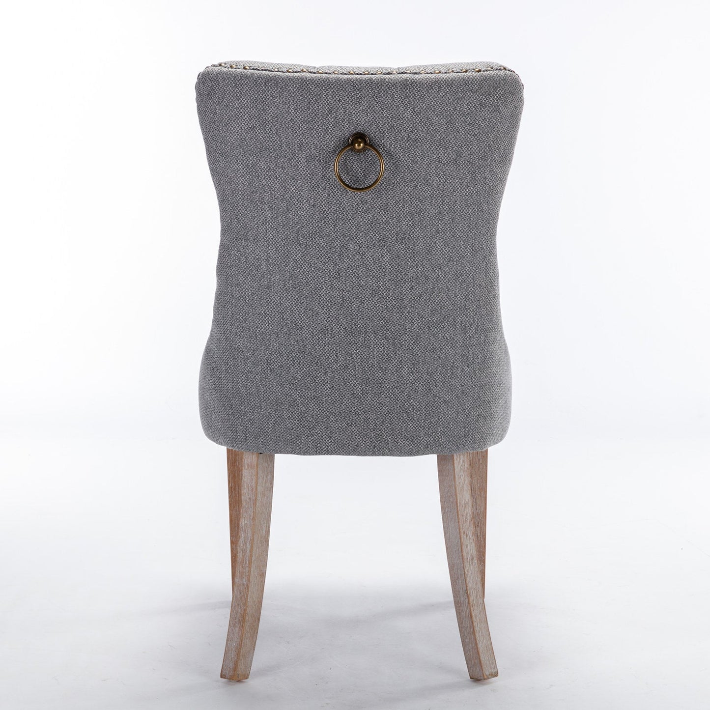 High-end Tufted Solid Wood Contemporary Flax Upholstered Linen Dining Chair with Wood Legs Nailhead Trim 2-Pcs Set Gray - Korvel