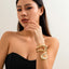 Lacteo Steampunk Chunky Heavy Metal Spring Cuff Bracelet for Women Irregular Big Hollow Out Bangle Jewelry Party Accessories - Korvel