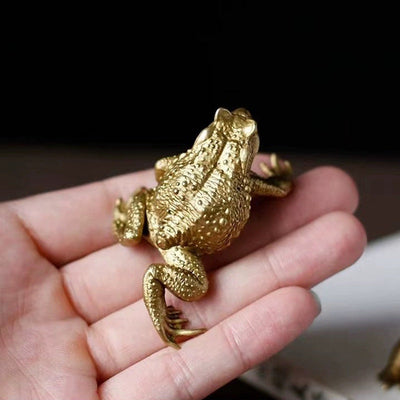 Brass Golden Toad and Toad Fortune Ornament Table Retro Frog Copper Toad Tea Tray Ornament - Korvel