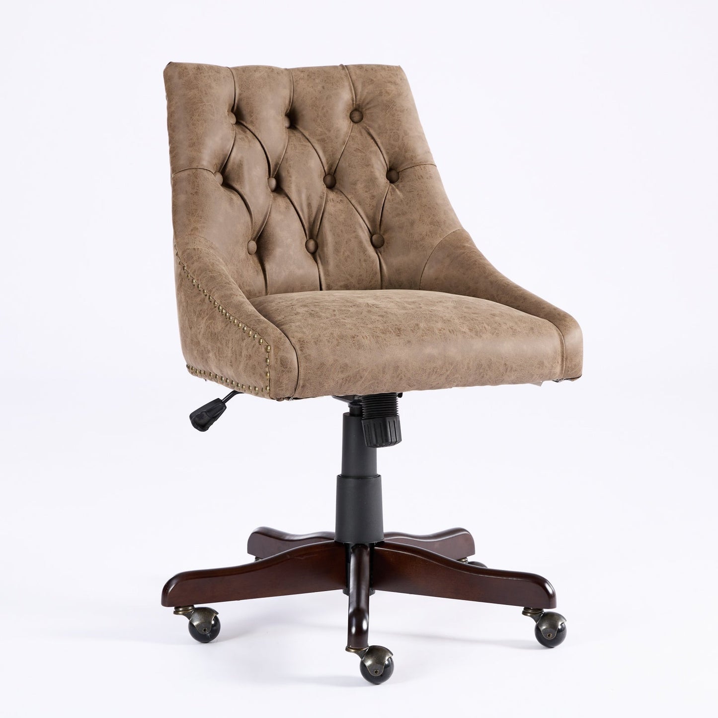 Silla de Oficina de Estilo Retro Medieval de Piel de Oveja - Marrón