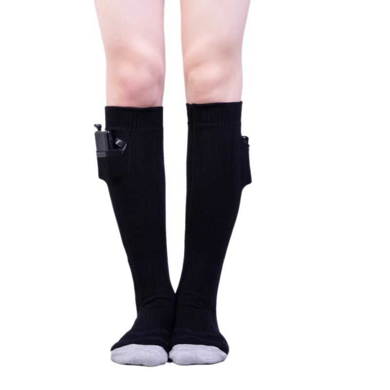 Hot socks for winter warmth, electric socks with USB charging, long tube, cold resistant socks for men and women, warm feet for winter heating - Korvel