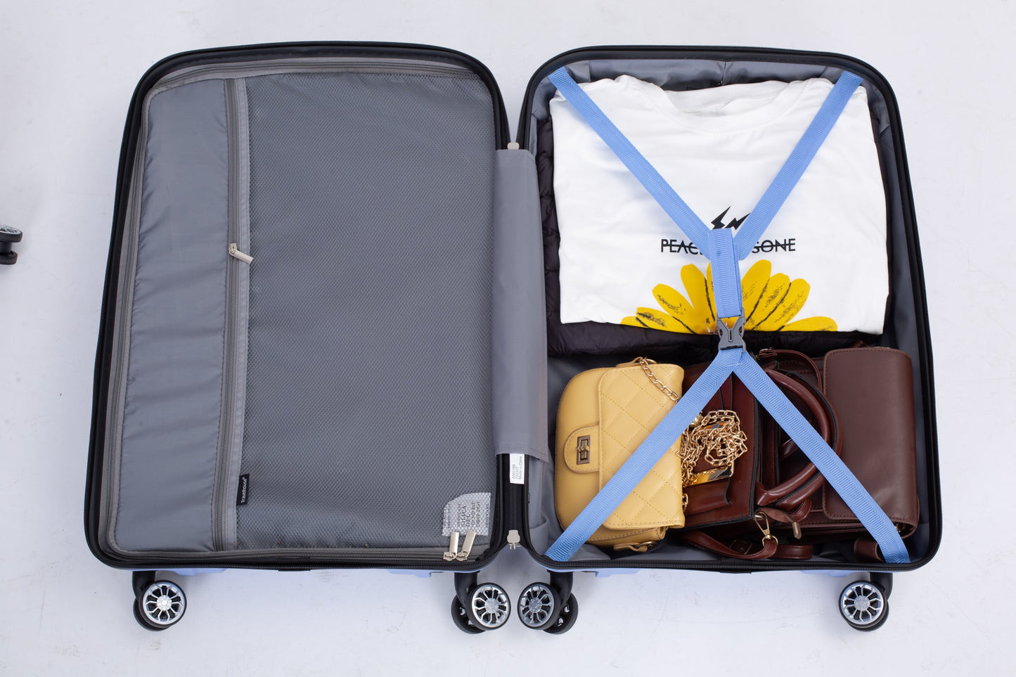 Hardshell Suitcase Spinner Wheels PP Luggage Sets Lightweight Durable Suitcase ,3-Piece Set (20/24/28) ,Purplish Blue - Korvel