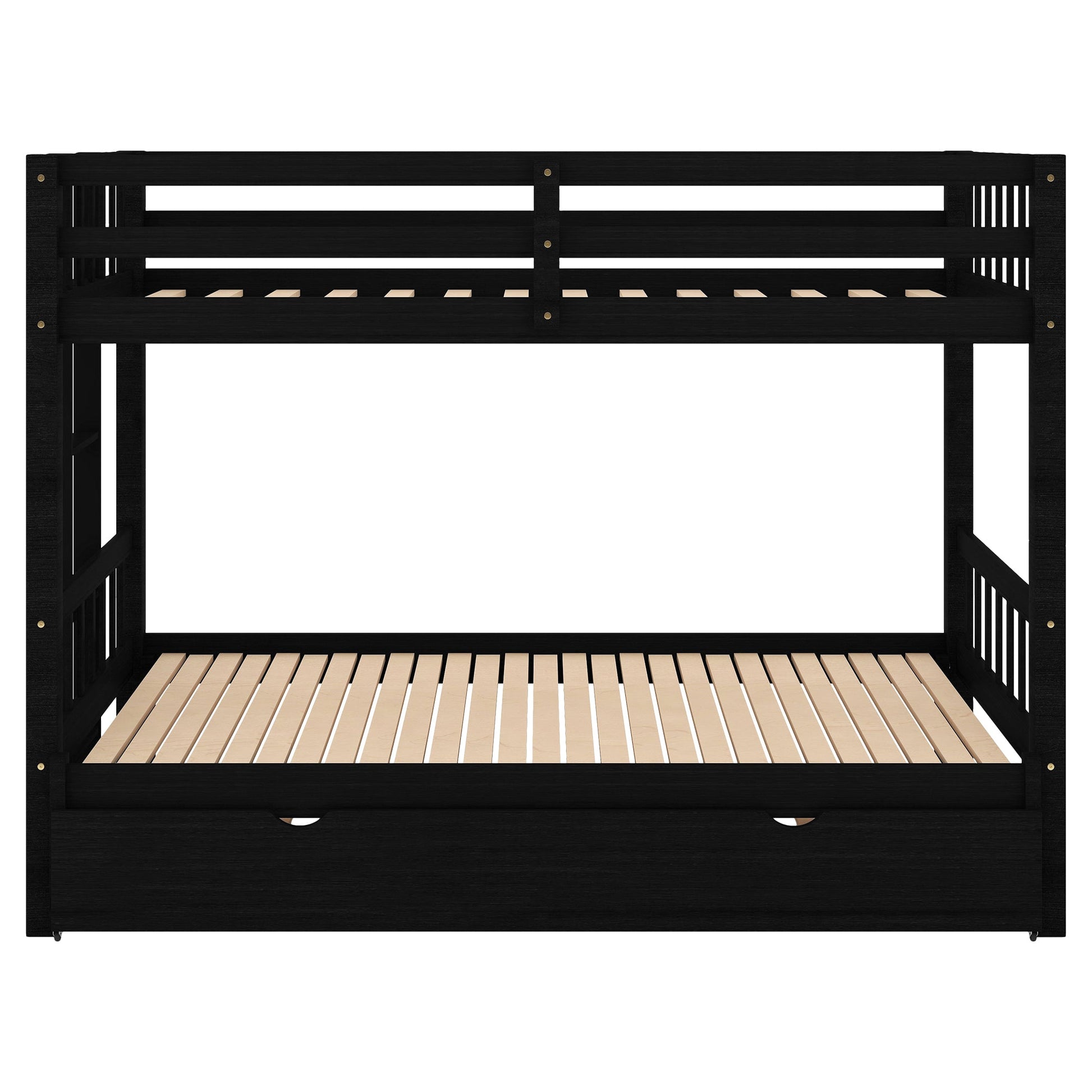 Twin over Pull-out Bunk Bed with Trundle  Espresso - Korvel