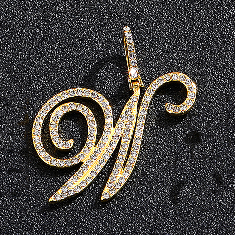 Hip Hop Grass Letter Pendant with Cuban Chain