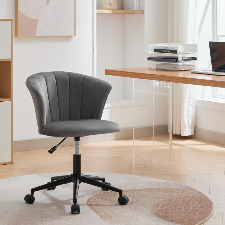 Home Office Chair, Velvet Fabric Swivel Flower Shape Computer Desk Chair for Home Office or Bedroom - Korvel