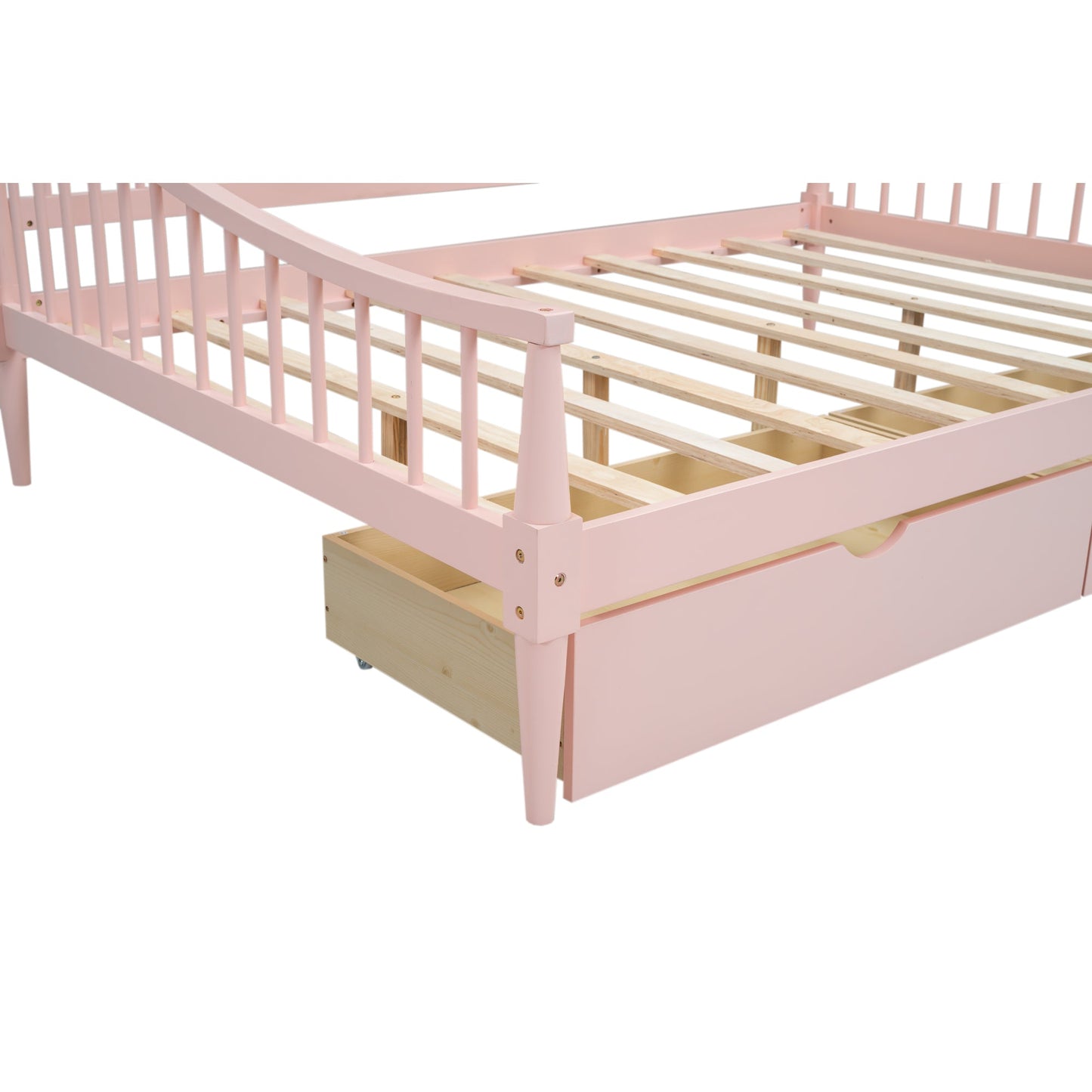 Full Size Daybed with Two Storage Drawers and Support Legs Pink - Korvel