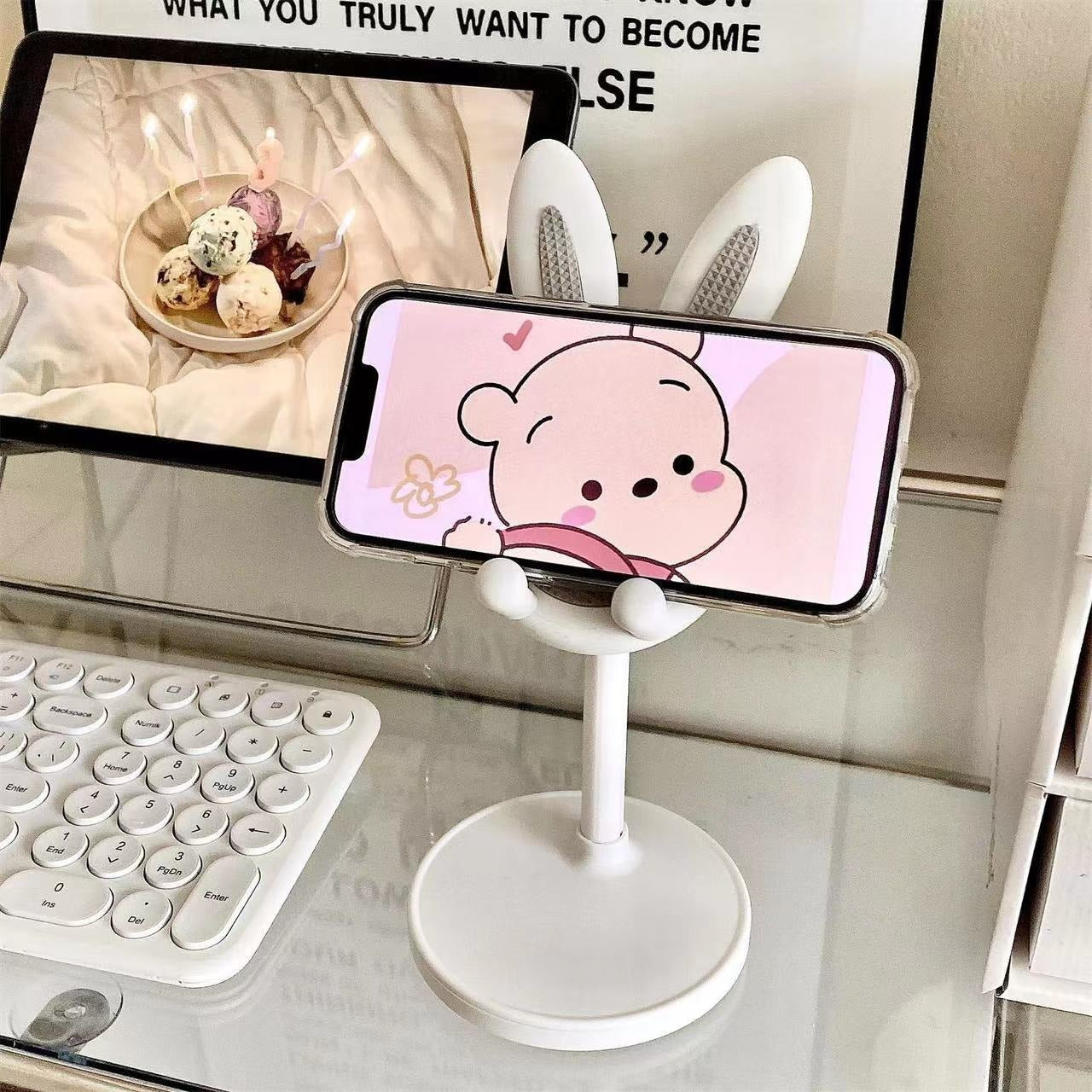 Cartoon Little Rabbit Desktop Mobile Phone Holder Live Drama Chasing Tablet Holder Livable Student Lazy Person Holder Gift - Korvel
