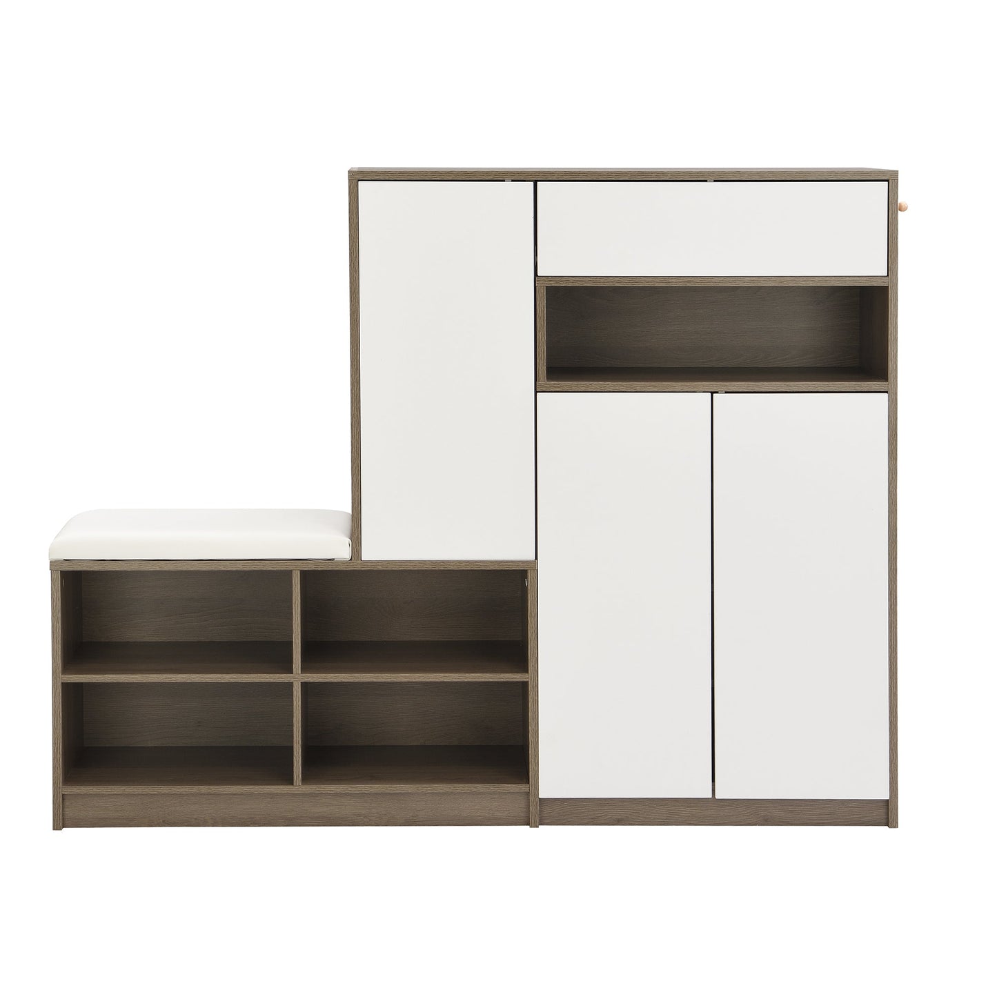 ON-TRANS 2-in-1 shoe storage platform and shoe cabinet, with soft cushioned seats and adjustable shelves, white - Korvel