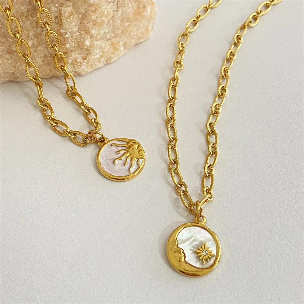 Titanium Steel Sun & Moon Necklace - Korvel