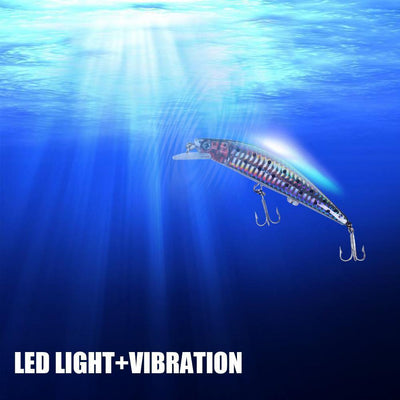 Twitching Fishing Lures Bait Electric Life-like vibrate fishing Lures USB Rechargeable Flashing LED light - Korvel