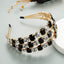 Elegant Three-Row Black and White Glass Drill Headband