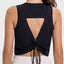 Drawstring Cutout Round Neck Active Tank - Korvel