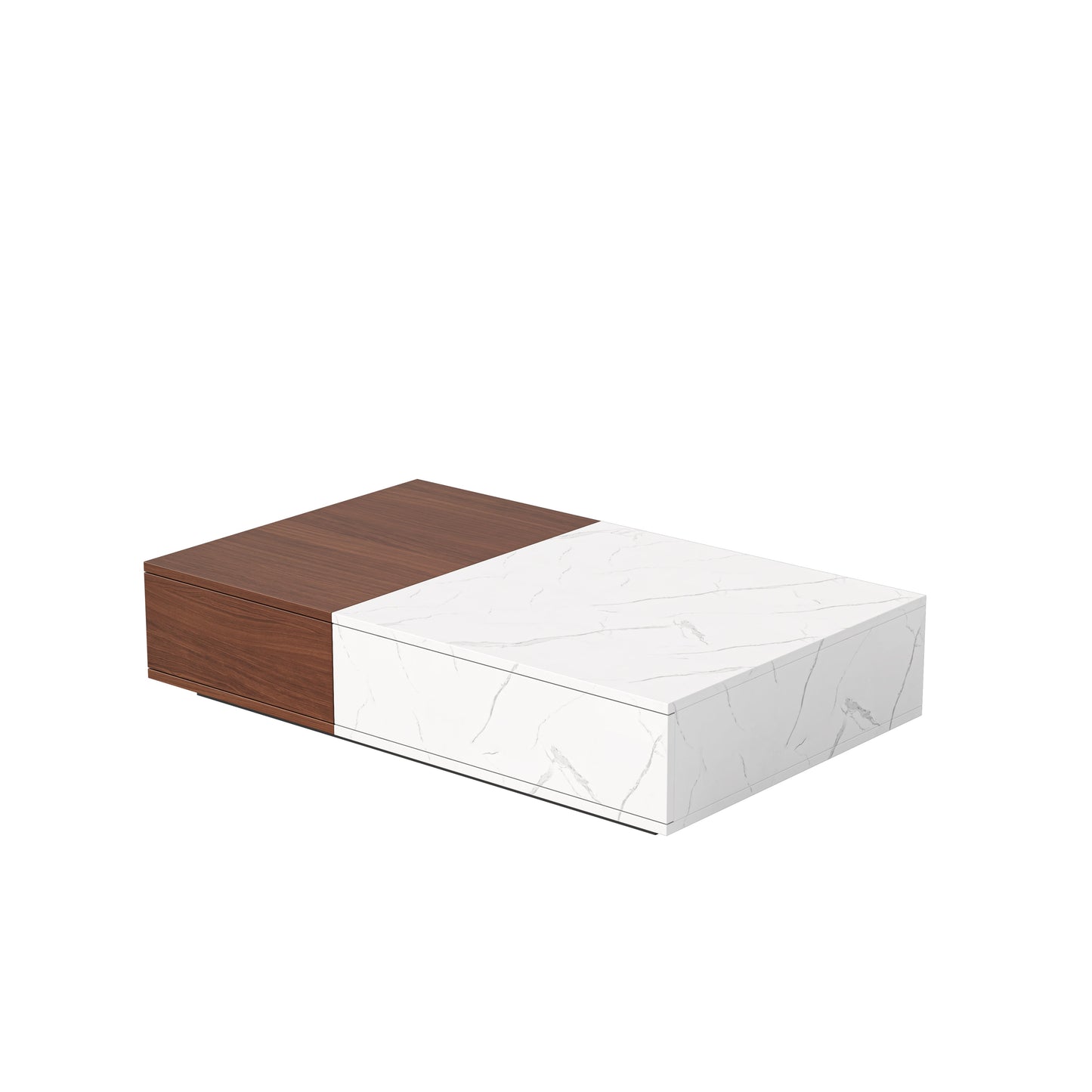Modern style walnut coffee table with two storage spaces - Korvel