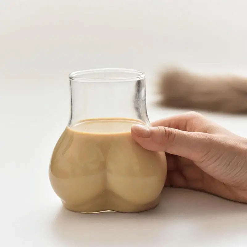 creative Butt Drinking Glass  Borosilicate Glass Transparent Butt Drinking Cup Funny Glass Cup For Holiday Thick Coffee Mug - Korvel