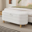 Ottoman de rangement en tissu sherpa élégant avec pieds en bois