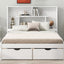 Full Size Platform Bed with Storage Headboard and 2 Drawers, White - Korvel