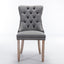 High-end Tufted Solid Wood Contemporary Flax Upholstered Linen Dining Chair with Wood Legs Nailhead Trim 2-Pcs Set Gray - Korvel