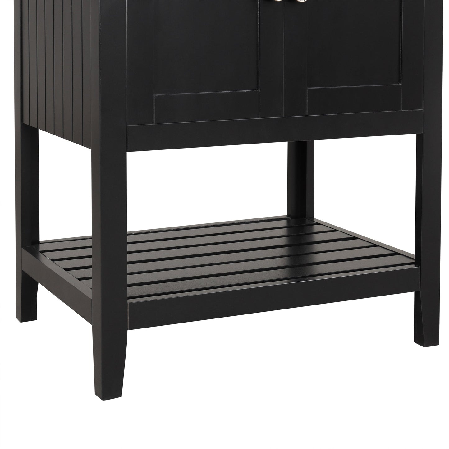 Meuble de salle de bain moderne noir de 24" avec évier en céramique élégant
