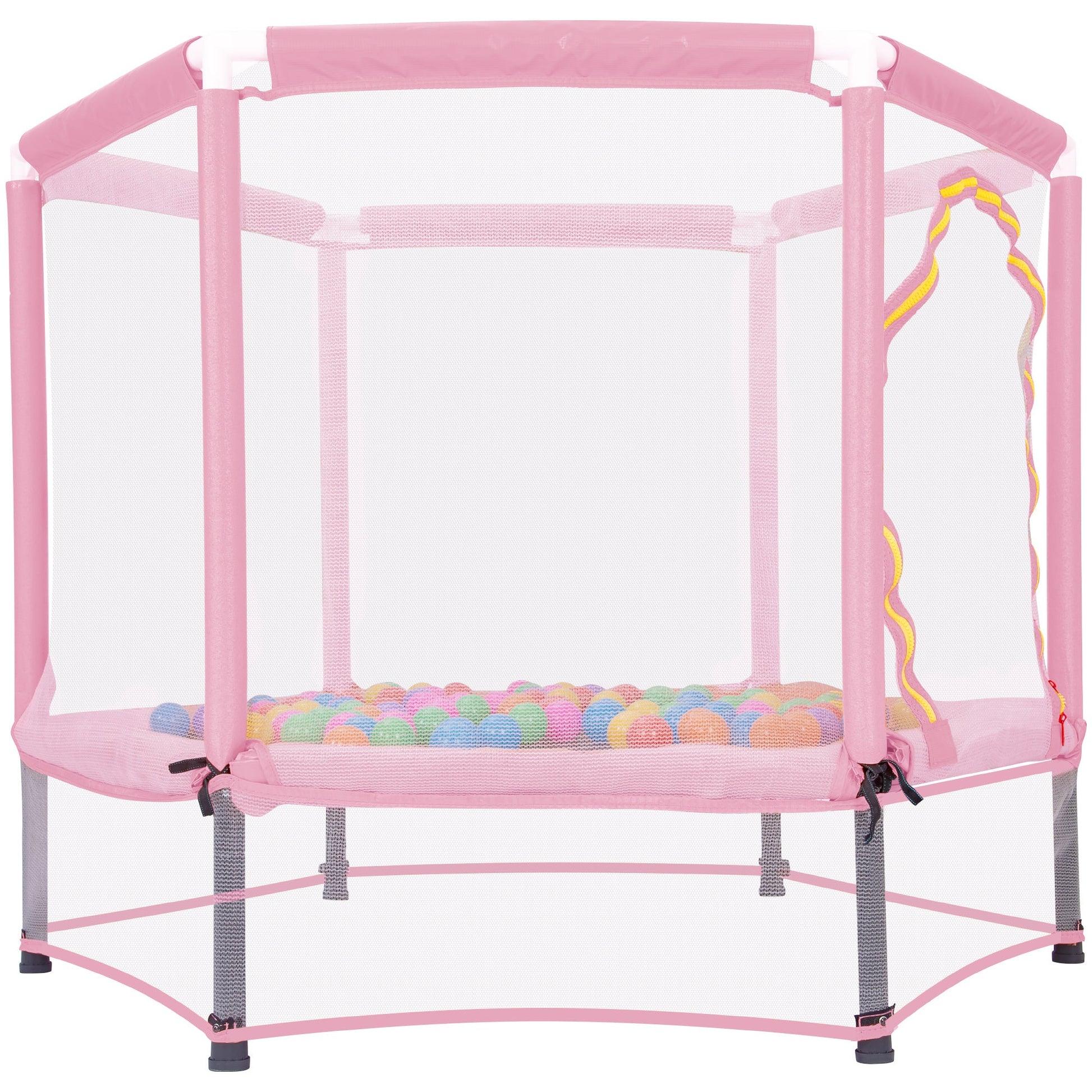 55'' Toddlers Trampoline with Safety Enclosure Net and Balls, Indoor Outdoor Mini Trampoline for Kids - Korvel