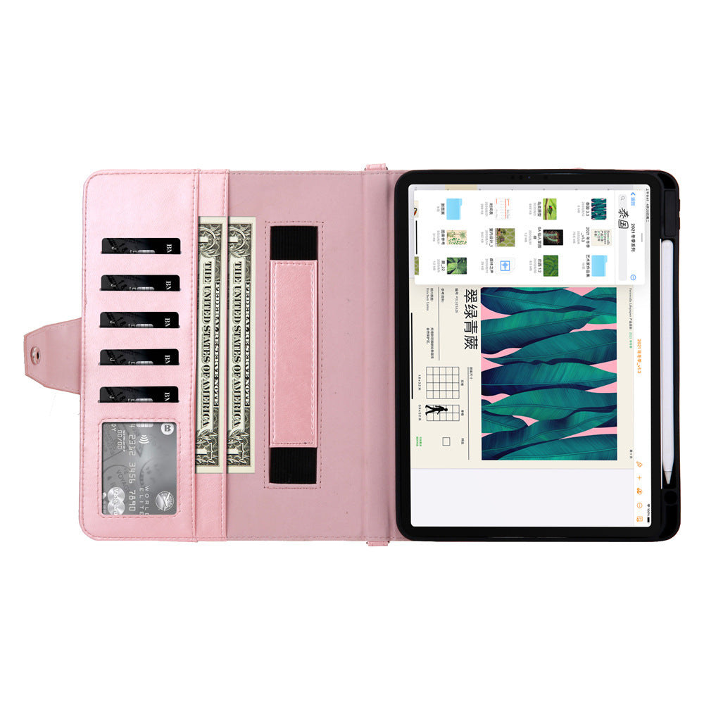 Suitable for iPad Pro 2020 Pen Slot Shoulder Strap Tablet Leather Case Air5 Handle Strap Handheld Flip Stand Protective Case - Korvel