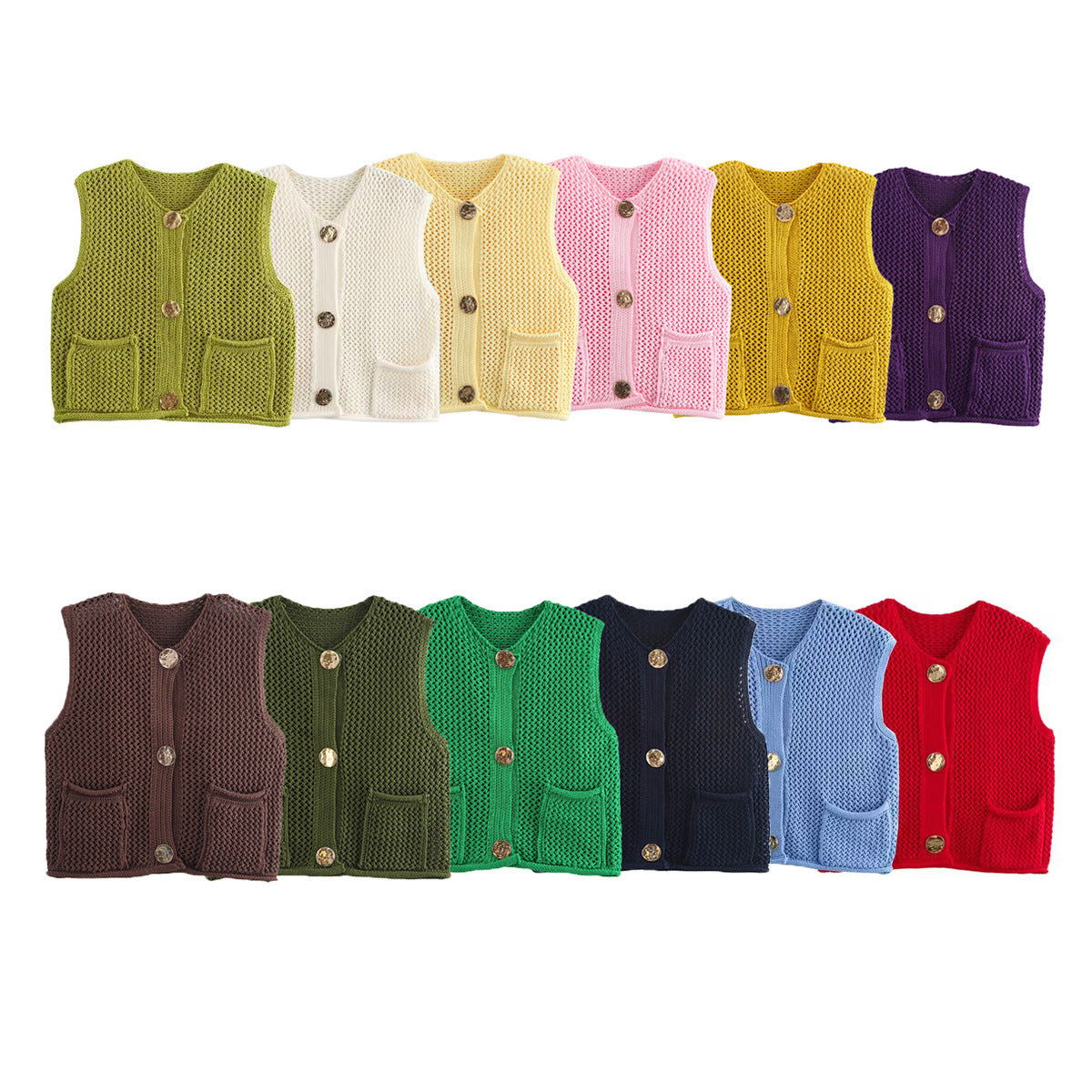 Versatile Crochet Hollow Vest in Solid Colors