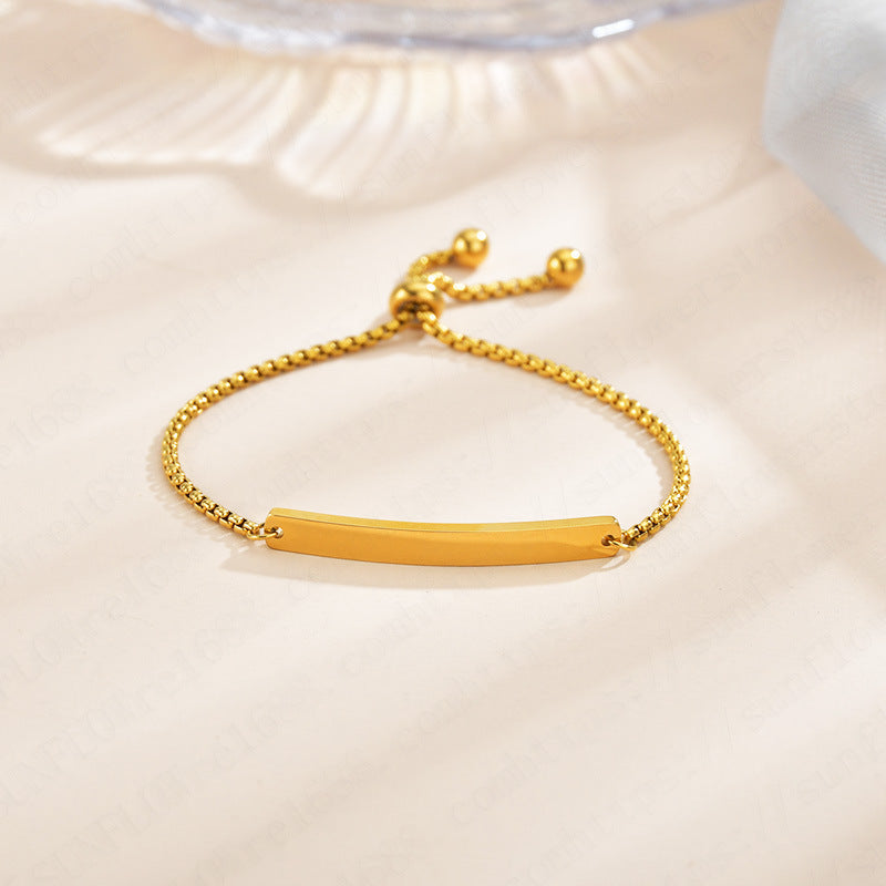 Stainless steel personalized engraved three color curved bracelet simple and personalized women's bracelet - Korvel