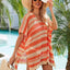 Tassel Openwork Striped V-Neck Cover Up - Korvel