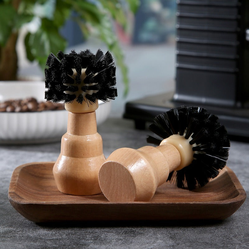 Coffee machine powder bowl cleaning brush Solid wood handle cleaning brush Coffee powder bowl brush cleaning brush - Korvel