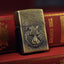 Retro Windproof Kerosene Lighter with Bronze Relief Design