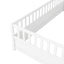 Double bed floor standing bed with ultra-high safety barrier, children's floor standing bed frame, Montessori wooden white - Korvel