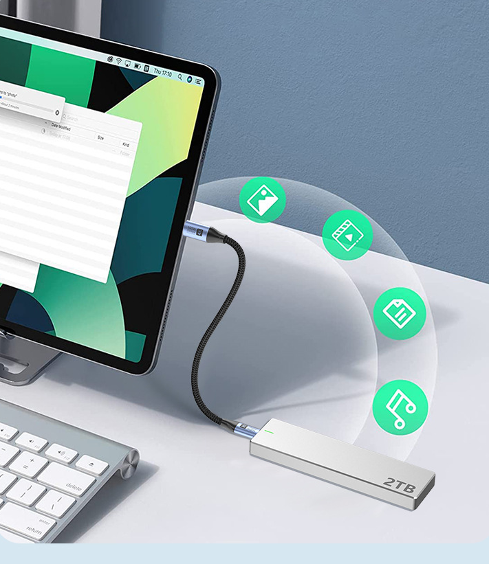 Data cable 100W mobile phone computer fast charging hard drive high-speed transmission 4k screen mirroring - Korvel