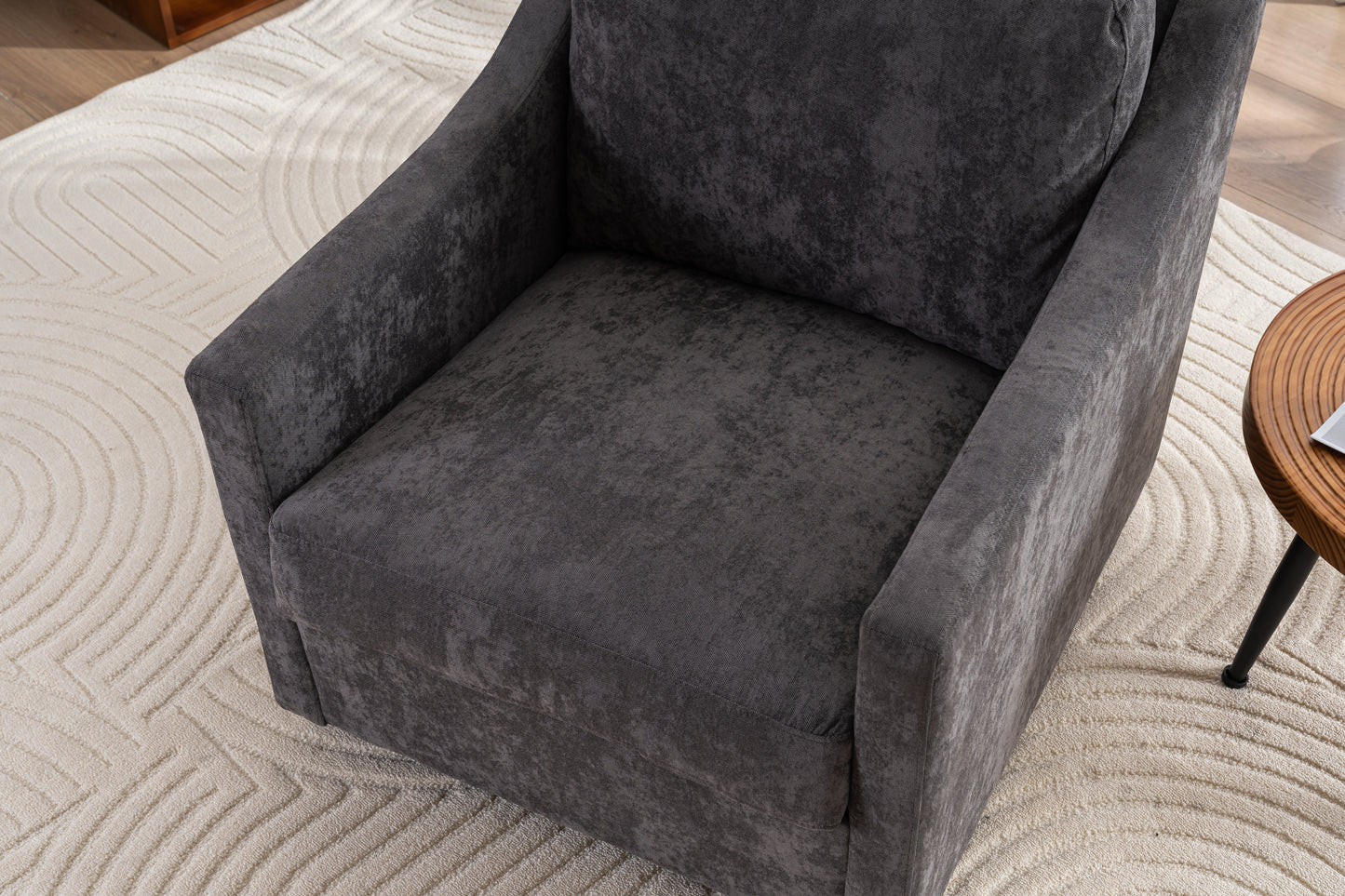 Fauteuil pivotant large avec coussin doux - Fauteuil moderne gris