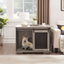Farmhouse Dog Cage Crate Furniture with Sliding Barn Door, Farmhouse Wooden Dog Kennel End Table with Flip-top Plate Dog House - Korvel