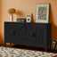 4 Door Wooden Twill Sideboard - Vintage Black & Dark Walnut