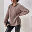 Women's Loose Pullover Hooded Sweater in Camel
