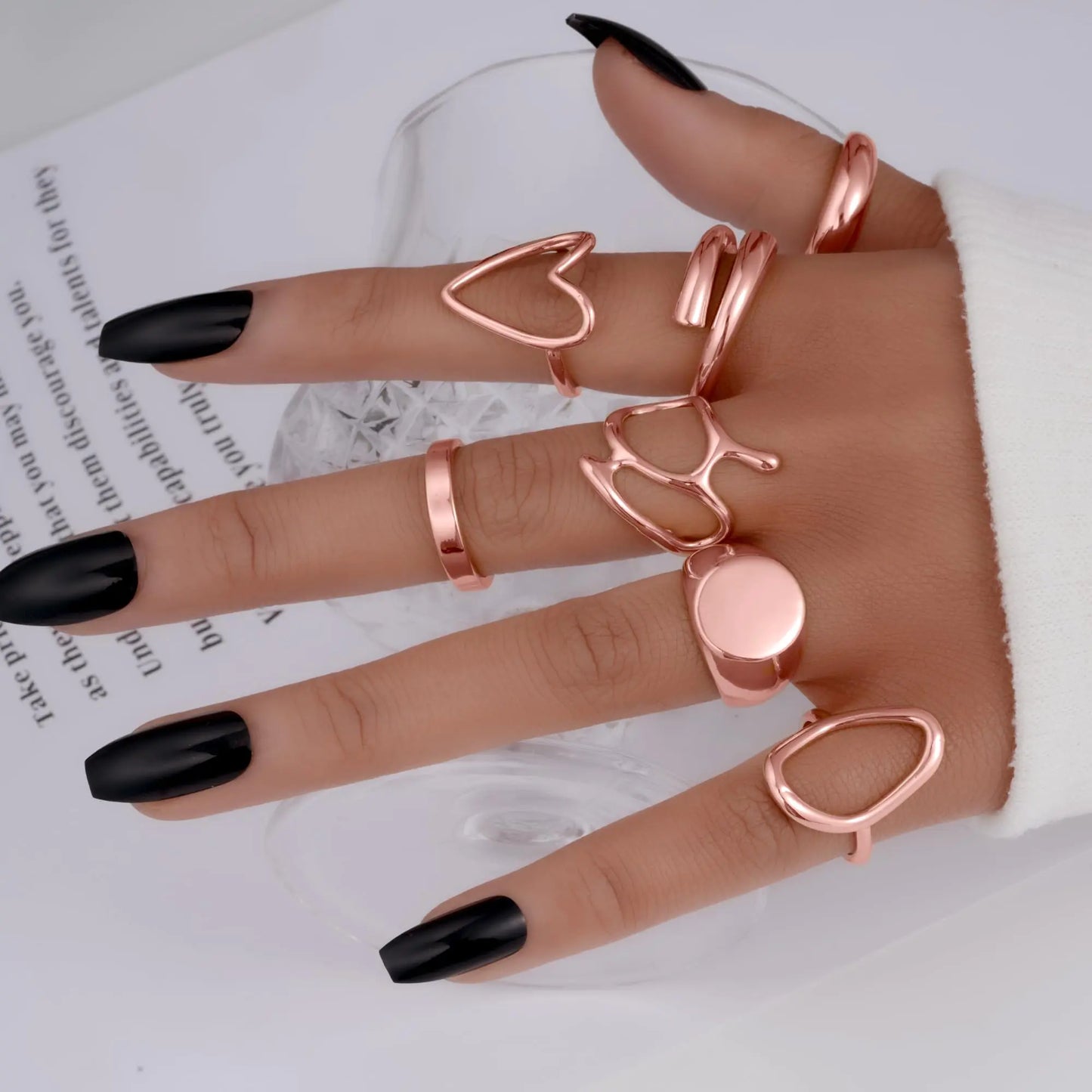 Ensemble de 12 bagues empilables en or FAXHION pour femmes