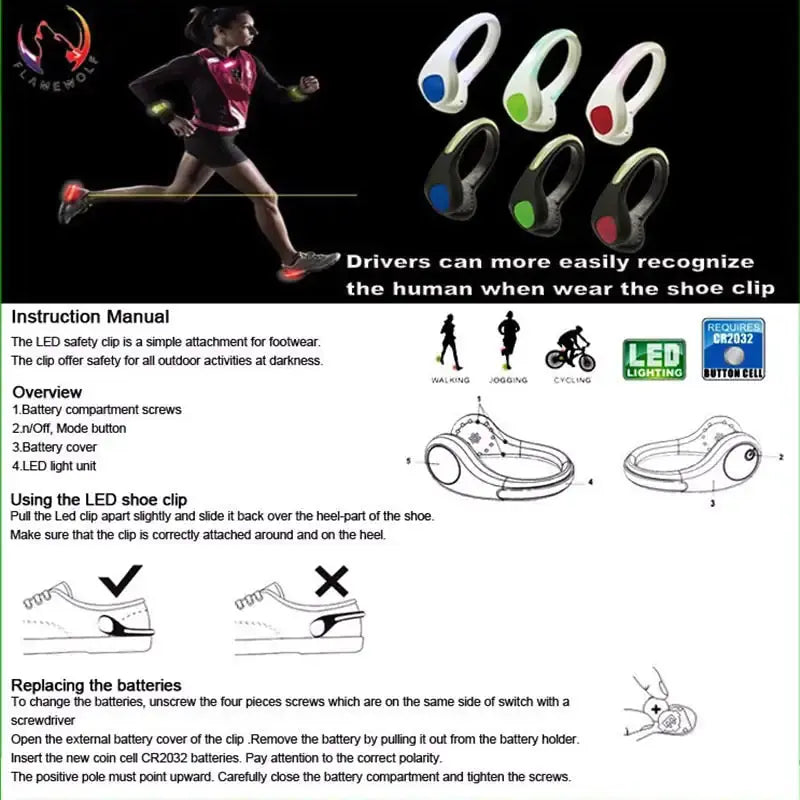 Luz de Advertencia de Seguridad para Clip de Zapatos