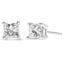 Boucles d'oreilles en diamant taille princesse certifiées AGS 2/5 Cttw en or blanc 14K