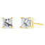 Boucles d'oreilles en diamant solitaire taille princesse en or jaune 14K