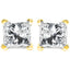 Boucles d'oreilles en diamant solitaire taille princesse en or jaune 14K
