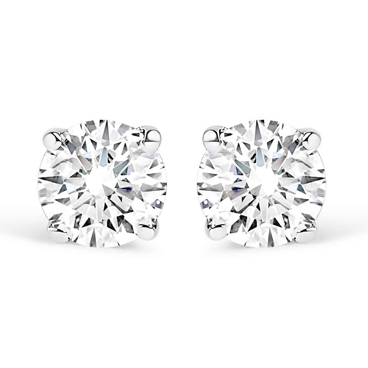 Pendientes de diamantes de 1.0 Cttw en oro blanco de 14K certificados por AGS