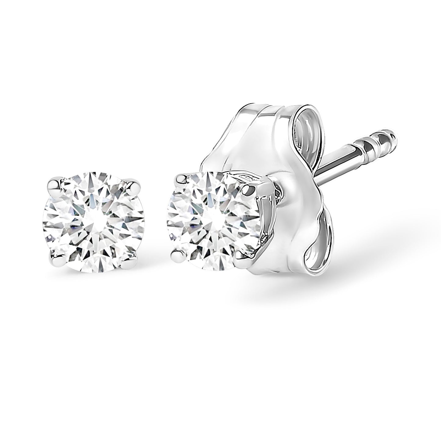 Pendientes de diamantes de 1.0 Cttw en oro blanco de 14K certificados por AGS