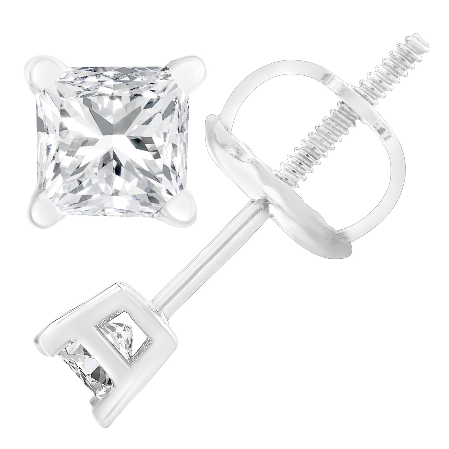 Boucles d'oreilles en diamant serties AGS en or blanc 18K 1,0 Cttw