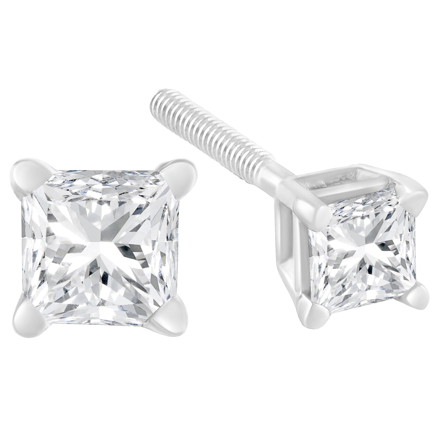 Boucles d'oreilles en diamant serties AGS en or blanc 18K 1,0 Cttw