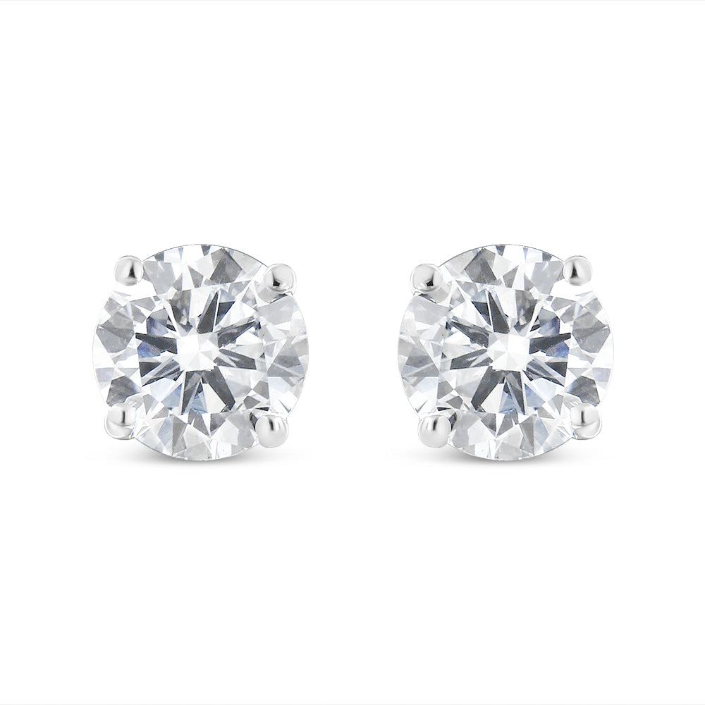Pendientes de Stud de Diamante Cortado Brillante Redondo de 1.5 Cttw en Oro Blanco de 14K