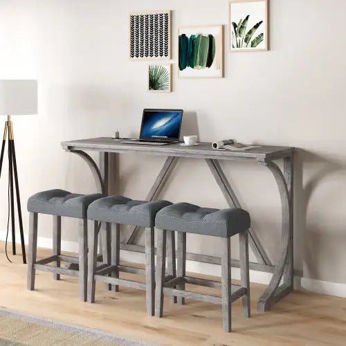 Bar Table Set with Power Socket for Dining and Game Rooms