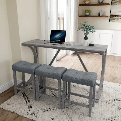 Bar Table Set with Power Socket for Dining and Game Rooms