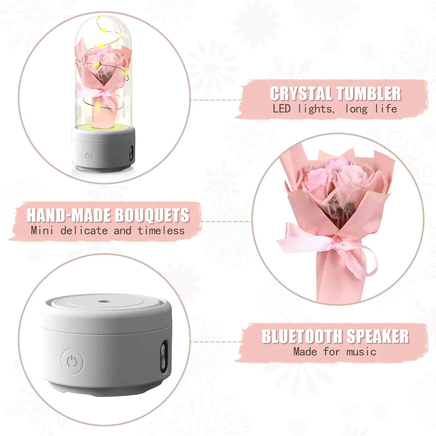 Lumière LED Bouquet 2-en-1 Créative et Haut-Parleur Bluetooth